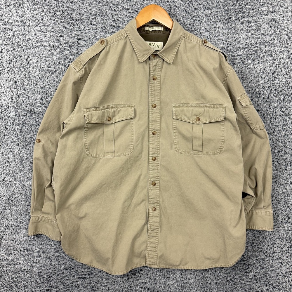 Vintage Orvis Shirt Mens XL Safari Field Hunting Tactical Utility Button Up